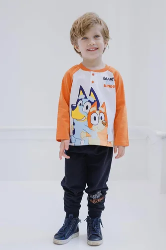 Vista 2 de Bluey Camiseta Henley de bingo y pantalones de rizo francés para niños pequeños