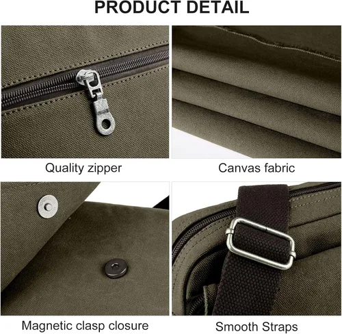 Vista 7 de Bolso cruzado para hombre, bolso lateral para hombre, bolso de hombro para hombres y mujeres, pequeño bolso de mensajero de lona para teléfono