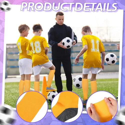 Vista 3 de 6 pares de calcetines de fútbol para hombre, calcetines atléticos de sóftbol, unisex, suela gris, calcetines de béisbol para la escuela de fútbol