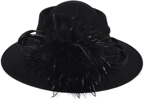 Vista 3 de VECRY Señoras 100% lana fieltro pluma cóctel británico formal fiesta sombrero