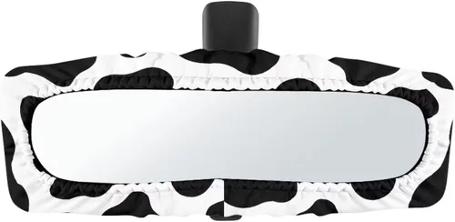 Vista 12 de Funda para espejo retrovisor de automóvil con estampado de vaca negro, protector de espejo retrovisor automático elástico
