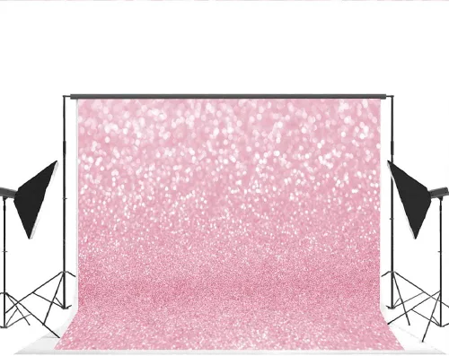 Vista 4 de Lofaris Telón de fondo de fotografía Bokeh rosa con puntos brillantes simulados, fondo abstracto de halos brillantes para baby shower, decoración