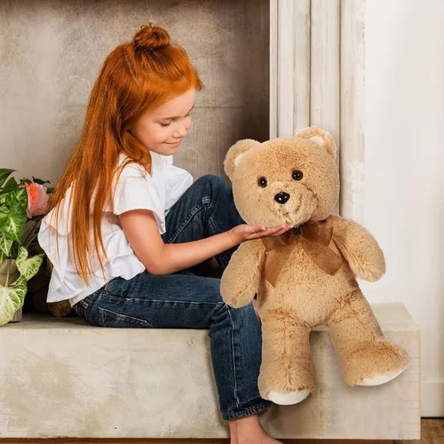 Vista 7 de HyDren 2 juguetes de peluche de osos de 18 pulgadas, regalo para novia, oso de peluche con lazos rellenos para cumpleaños, boda, fiesta