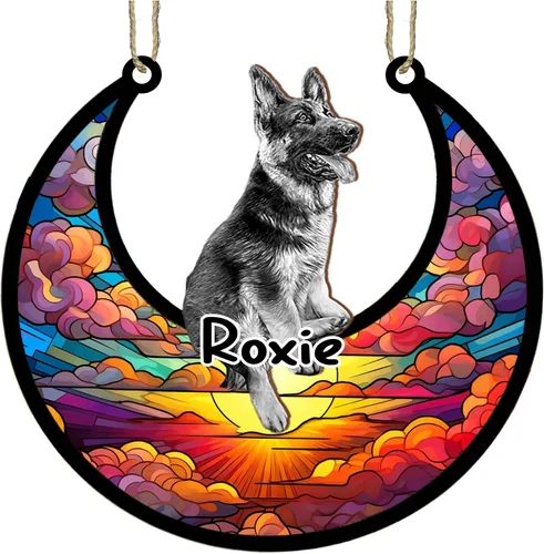 Vista 45 de LOVELYPOD Adorno de Navidad personalizado para perro pastor australiano, atrapasoles conmemorativo, adorno de Navidad de pastor australiano