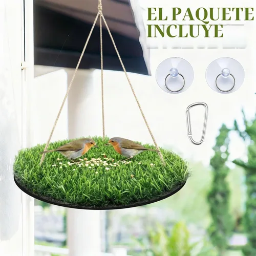 Vista 3 de Juguete de tapete de forrajeo para pájaros pequeños, columpio de pájaro de 10 pulgadas, hamaca colgante de césped artificial para periquitos