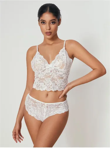 Vista 4 de WDIRARA - Conjunto de pijama de satén de seda para mujer, lencería de encaje floral, ropa de dormir con bata, 4 piezas