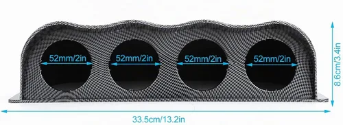 Vista 5 de Soporte universal para tablero de instrumentos de calibre de 2.047 in, cubierta de fibra de carbono para medidores de 2 pulgadas, capacidad