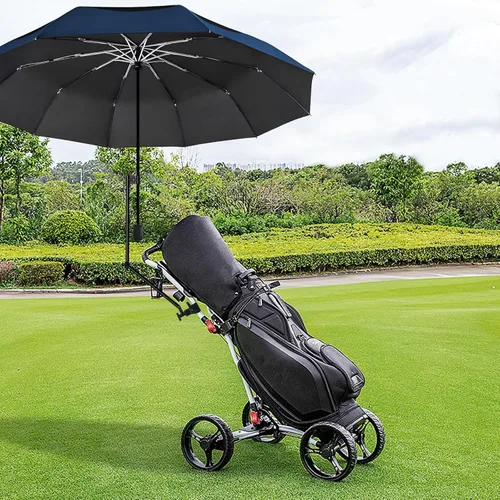 Vista 7 de HOBVO UPF 50+ Paraguas de golf con abrazadera universal ajustable, paraguas portátiles para la lluvia, apertura y cierre manual, para silla