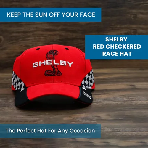 Vista 2 de Shelby Snake Red - Gorra de carrera a cuadros Producto oficial Shelby Ajustable, talla única, Rojo