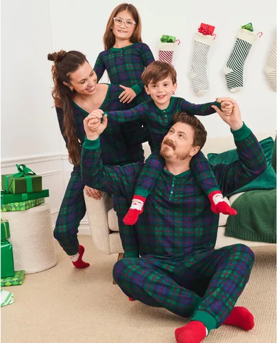 Vista 2 de The Children's Place Family Matching, Plaid Waffle 2 Piece Pajama Sets
