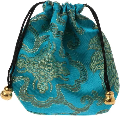 Vista 5 de Bolsa de viaje de seda tradicional bolsa de joyería bordada china clásica organizador - rojo