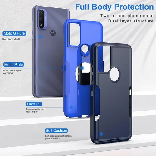 Vista 2 de Funda para Moto G Play 2023, a prueba de golpes, a prueba de caídas, protector de pantalla de vidrio templado, funda de protección resistente