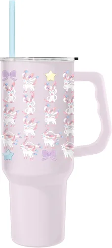 Vista 23 de Silver Buffalo Pokemon Cafe Art Mimikyu Stainless Steel Tumbler, 30oz