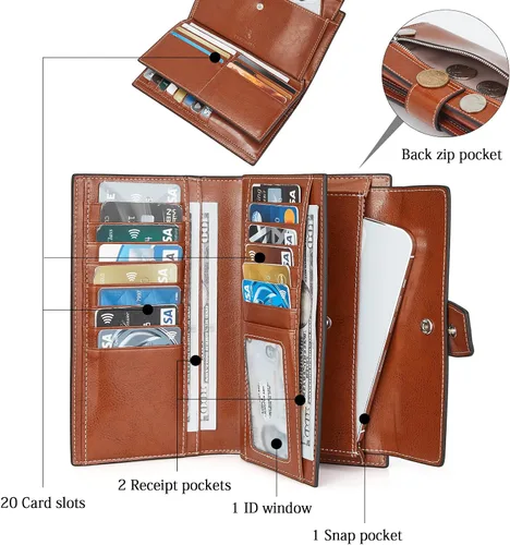 Vista 2 de BOSTANTEN Billeteras de cuero para mujer, paquete RFID, bolsos de cuero para mujer