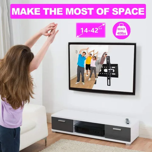 Vista 3 de Soporte de pared para TV de 32 pulgadas, monitor de pantalla plana BRAKCET pequeño soporte de 14-42 pulgadas, ultra delgado y ahorro de espacio
