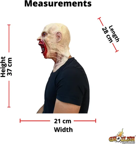 Vista 3 de Ghoulish Productions Máscara de zombi infectado, sangrienta y realista, perfecta para Halloween y fiestas de disfraces