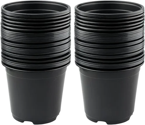 Vista 9 de KINGLAKE 100 piezas de macetas de plástico de 10 cm para plantas negras