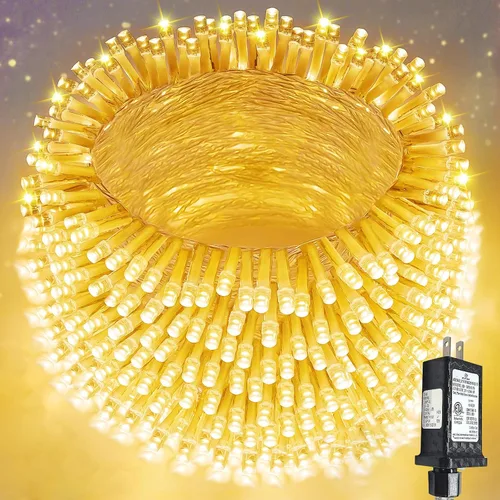Vista 13 de Guirnalda de 100 luces LED conectables para interiores y exteriores, luces de Navidad blancas cálidas de 33 pies, impermeables, 13 modos