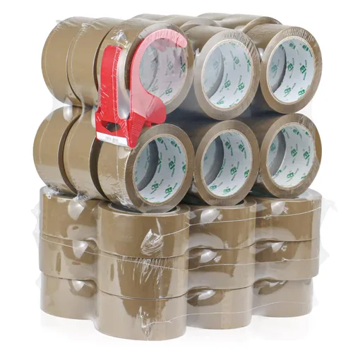 Vista 9 de BOMEI PACK Cinta de embalaje marrón con dispensador, 2.6 mil 1.88 pulgadas x 60 yardas, 6 rollos de repuesto de cinta móvil para embalaje, envío