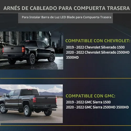 Vista 3 de MECMO Adaptador de 4 pines con luz de puerta trasera inversa para 2019-2022 Chevy Silverado/GMC Sierra 1500 y 2020-2023 HD, arnés de conexión rápida