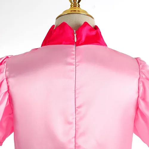 Vista 5 de Yipkorra Disfraz de princesa melocotón para niñas, vestido de melocotón con accesorios para Halloween, cosplay