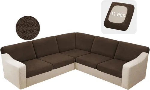 Vista 23 de HDCAXKJ - Fundas impermeables para cojín de sofá modular, fundas elásticas para cojín de sofá de esquina, fundas protectoras de muebles de jacquard