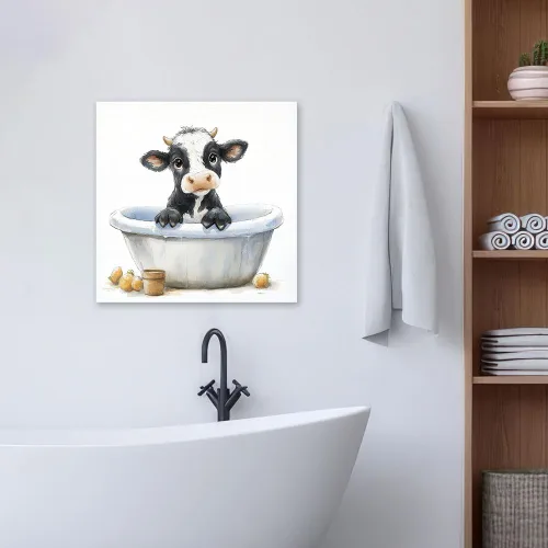 Vista 6 de Kunstorner Decoración de baño de vaca para decoración de pared de dormitorio y sala de estar (13.5 x 13.5 pulgadas)