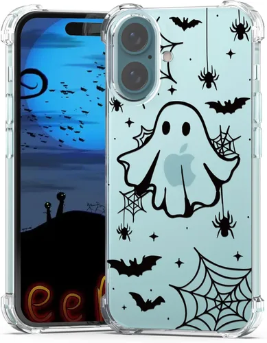 Vista 8 de Funda de Halloween para Google Pixel 6A transparente con diseños de murciélagos fantasmas, funda para teléfono para niñas, elegante, delgada, a