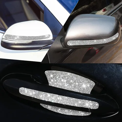 Vista 5 de BetterJonny 10 unidades de protector contra arañazos de cristal, protector contra arañazos de diamantes para coche para mujeres y niñas (plata)