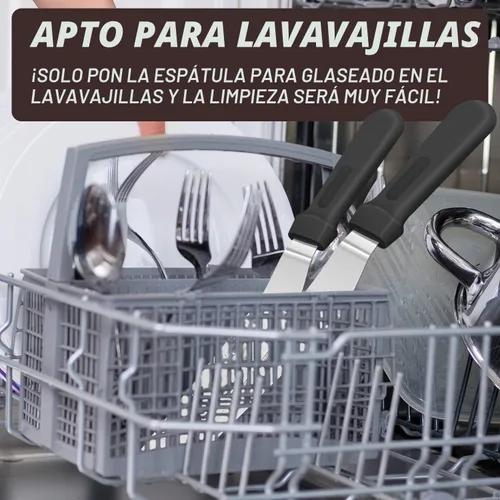 Vista 5 de Walfos Espátulas de glaseado, espátula de acero inoxidable para tartas con mango resistente y duradero, juego de 2 espátulas para decoración