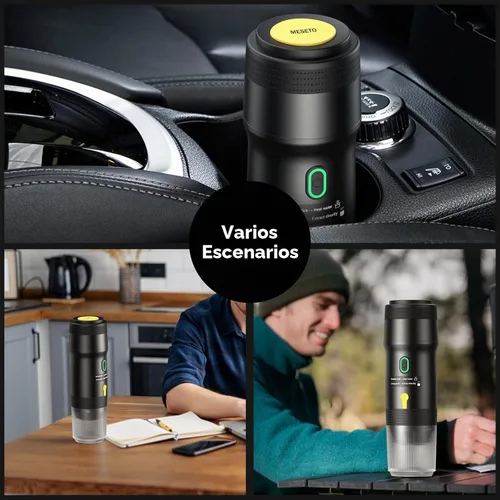 Vista 9 de Máquina de café espresso eléctrica portátil, cafetera autocalentable para automóvil con USB-DC, cafetera de viaje para camping, compatible