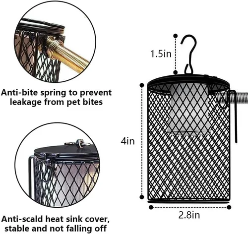Vista 3 de Lámpara de calor para pájaros, protector protector de calentador de reptiles, cubierta de pantalla de jaula de malla para varias mascotas, incluidos