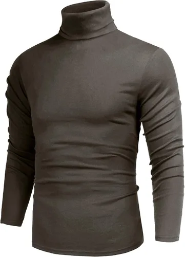 Vista 42 de Poriff - Suéter de cuello de tortuga térmico, de punto, liviano, casual, con corte entallado, para hombre Albaricoque