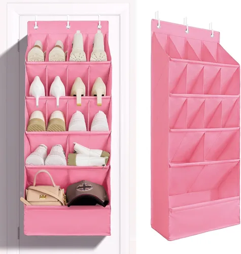 Vista 10 de FENTEC Paquete de 1 Organizador de Zapatos Sobre la Puerta, 68" Bolsillos Profundos Extra Grandes Colgantes Organizadores de Zapatos, Zapatero de 8