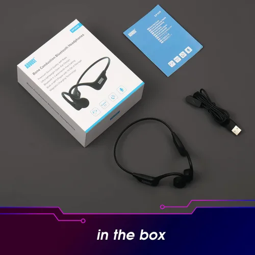 Vista 6 de August Auriculares de conducción ósea Bluetooth 5.3 Open Ear EP400 con micrófono y reproductor MP3 de 16 GB, ligeros inalámbricos e impermeables