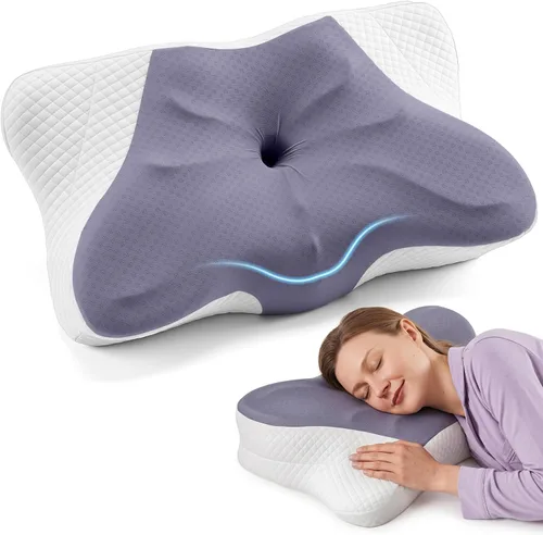 Vista 21 de Sweetcrispy Almohada cervical para cuello y hombro, almohadas ergonómicas de espuma viscoelástica, contorno lateral para adultos, soporte ortopédico