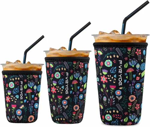 Vista 34 de Fundas de neopreno reutilizables aisladas para café helado, fundas para tazas de café helado, fundas para bebidas heladas y calientes