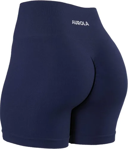 Vista 3 de AUROLA Pantalones cortos de entrenamiento para mujer, control de abdomen, a prueba de sentadillas, acanalados, gruesos, sin costuras, pantalones