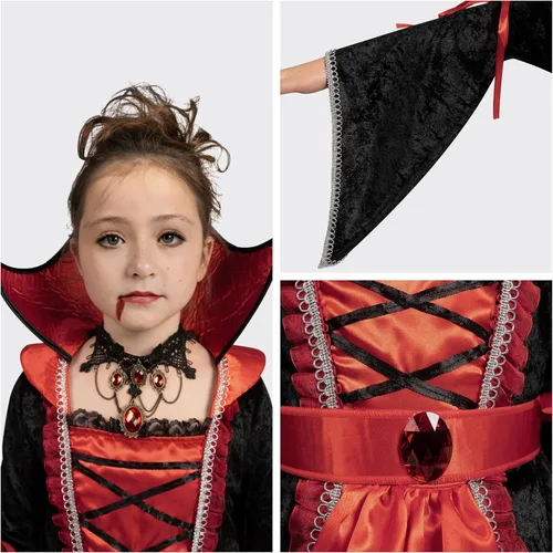 Vista 4 de Spooktacular Creations Disfraz de vampiro para niñas, disfraz de vampiro gótico para niñas, disfraz de Halloween