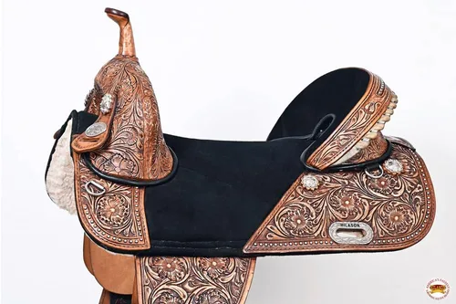 Vista 10 de HILASON Western Horse Treeless Trail Barrel Saddle American Leather Tan Horse Saddle Western Saddle Treeless Saddle Saddle for Horses