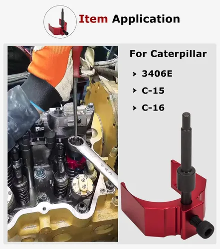 Vista 2 de 9U-7227 Medidor de ajuste de altura de inyector herramienta de aleación de aluminio para CAT Caterpillar 3406E, C-15 y C-16 (Rojo)