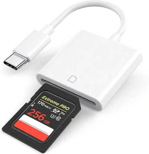 Vista 8 de [Certificado MFI] Lector de tarjetas SD para iPhone, iPad y cámara, adaptador de lector de cámara digital de doble conector, adaptador de tarjeta