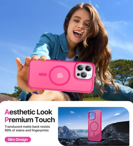 Vista 6 de Funda magnética para iPhone 12/iPhone 12 Pro, compatible con MagSafe, protección contra caídas de grado militar, a prueba de golpes, translúcida