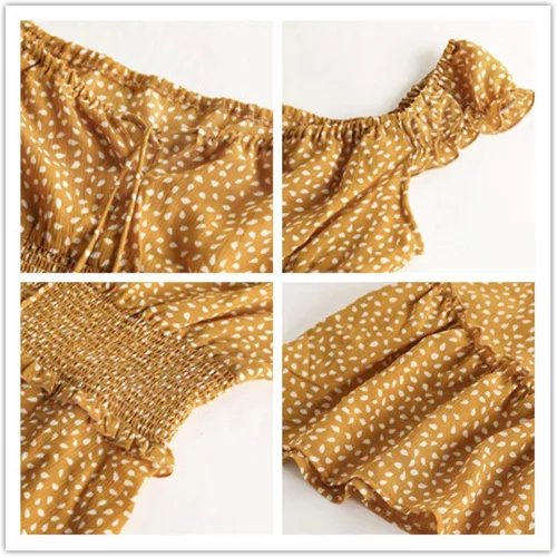 Vista 4 de Yobecho - Minivestido estampado de verano con mangas con volantes y escote corazón para mujer