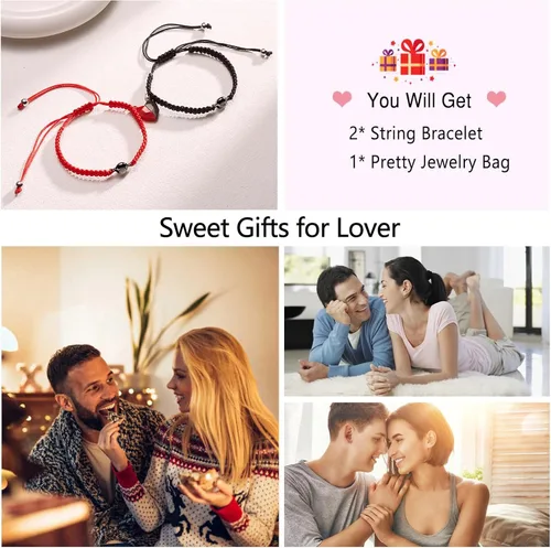 Vista 7 de VIMIEW I Love You 100 Languages Magnetic Couples Bracelets 2,Handmade Matching Bracelets Jewelry for Lovers,Christmas Valentine's Day Birthday Gifts