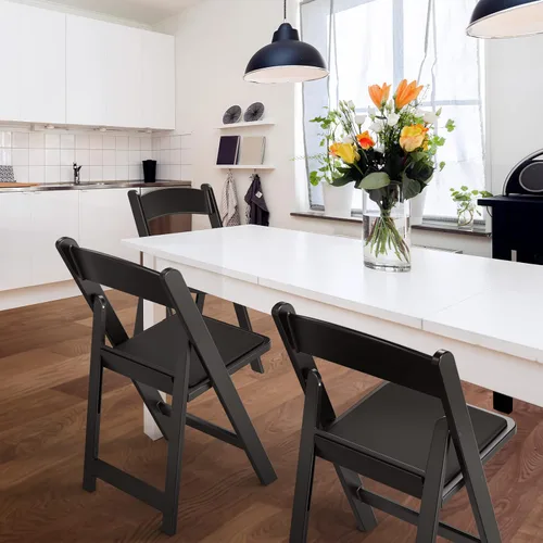 Vista 2 de FCH Silla plegable de plástico con asiento acolchado, sillas plegables de resina con cojín suave, cómoda y resistente, adecuada para interiores