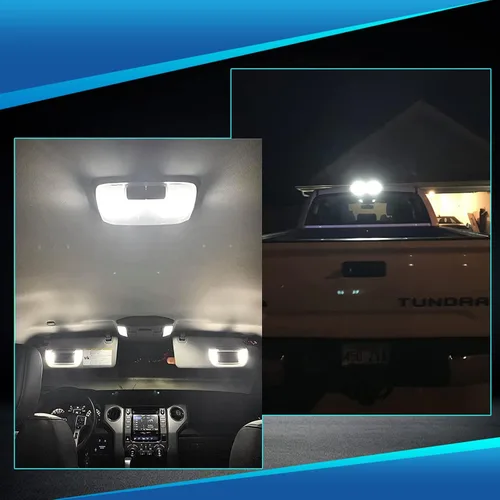 Vista 7 de Paquete de luces LED para interiores para Toyota Tundra 2007-2021, luces de cúpula de mapa interior + luces de espejo de tocador + luz de matrícula
