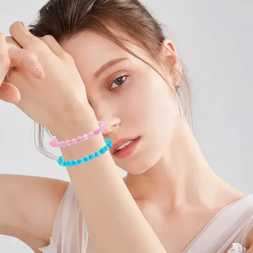 Vista 3 de Juego de 12 pulseras ajustables de piedras preciosas de 0.315 pulgadas para hombres y mujeres, unisex, cuentas curativas, ojo de tigre, amatista