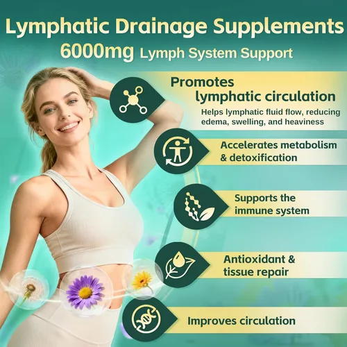 Vista 2 de Suplementos de drenaje linfático liposomal 21 en 1, cápsulas blandas, suministro para 100 días, soporte del sistema linfático de 6000 mg para 1