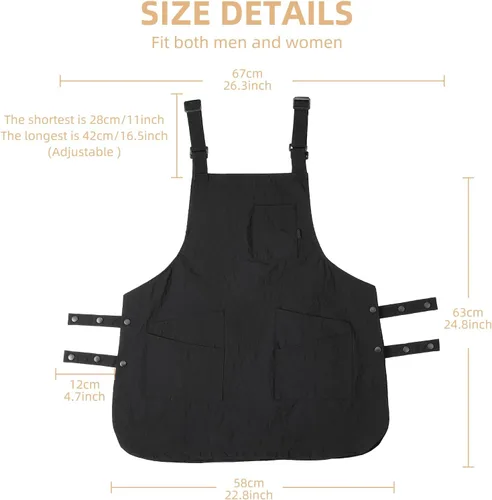 Vista 2 de Aprons for Women with Pockets Adjustable Double-Sided Wearable Durable Lightweight Chef Cooking Kitchen Restaurant